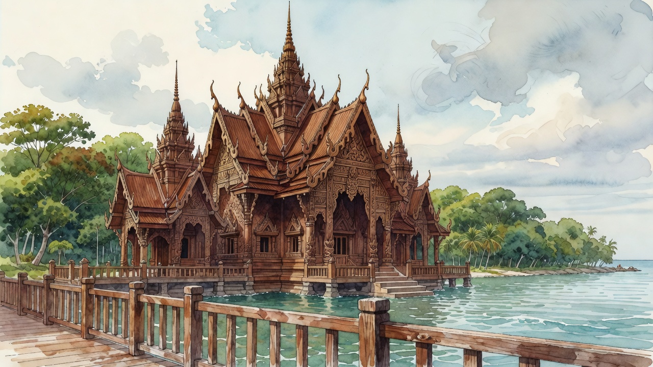 All-teak hand-carved temple โ the story unfolds stage by stage