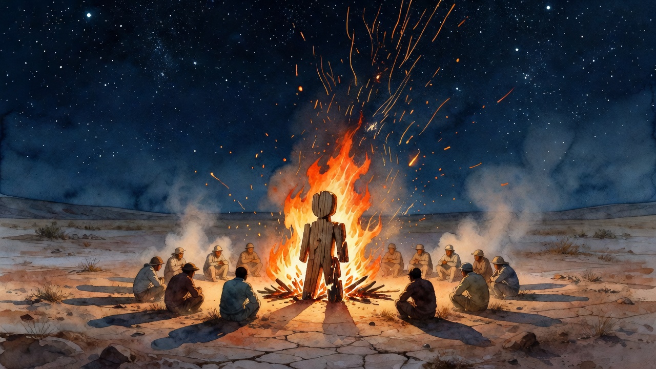 The early-crew burn under the desert stars
